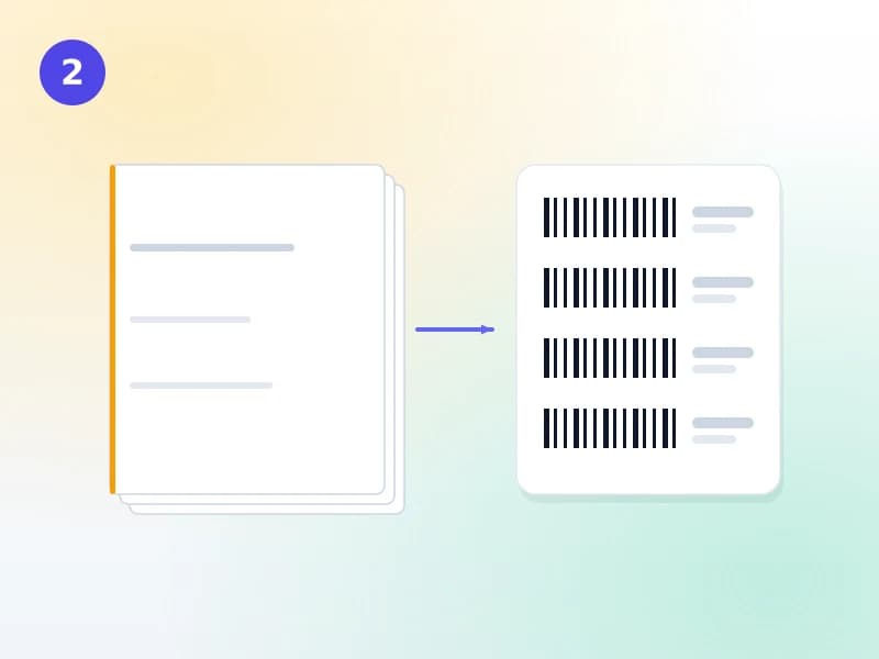 A stack of register pages turned into barcoded catalogue records
