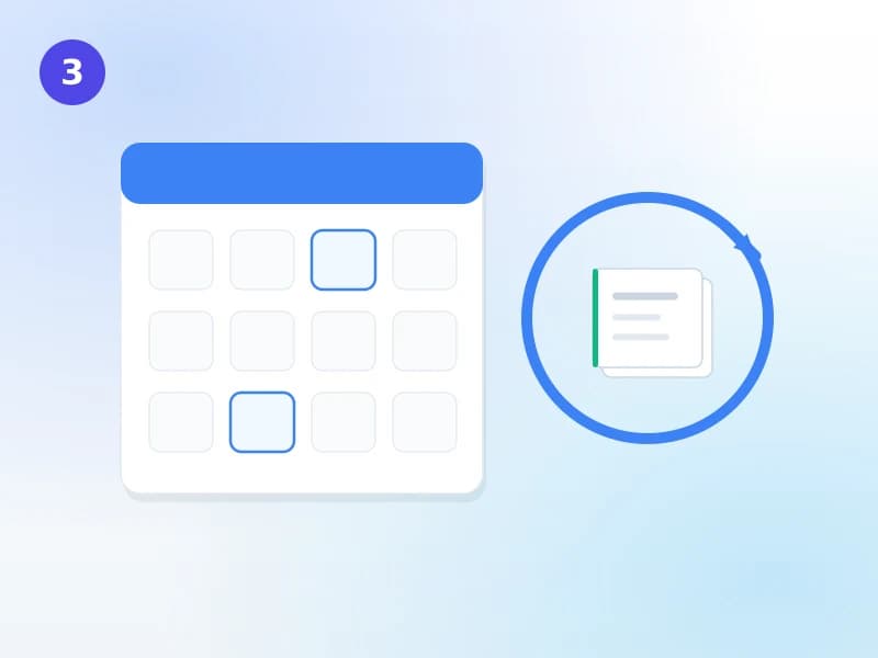 A calendar with two marked refresh dates beside an updated book list