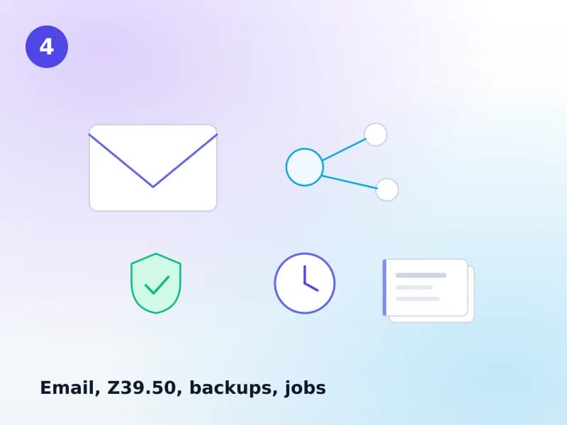 Setting up Koha email, Z39.50 targets, backups and scheduled jobs