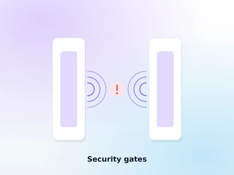 RFID security gates at a library exit, integrated with the Koha catalog