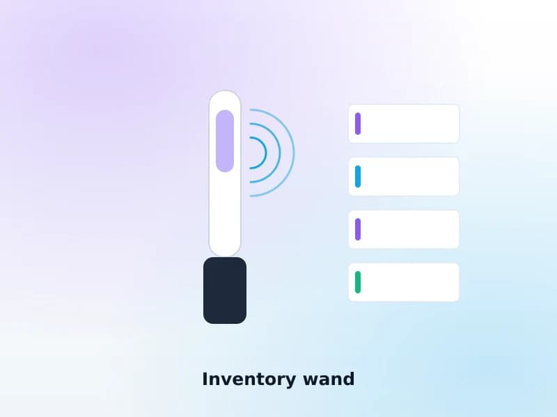 An RFID inventory wand scanning library shelves for stocktaking
