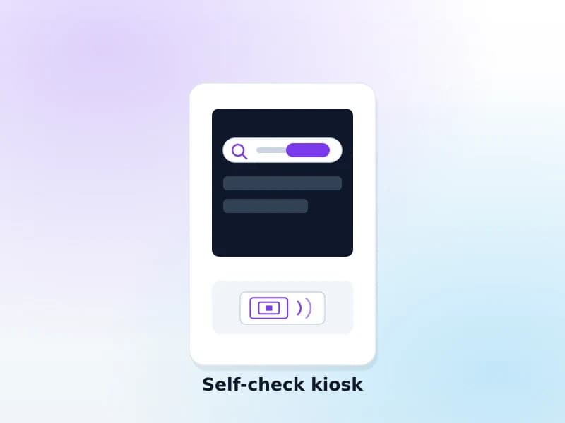 A library self-check kiosk connected to Koha over SIP2